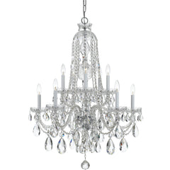 10 Light Polished Chrome Crystal Chandelier Draped In Clear Hand Cut Crystal - C193-1110-CH-CL-MWP