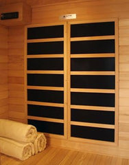 1 Person Infrared Sauna with 5 Carbon Heaters Ergonomic Back Rests EZ Touch Control Panel Recessed Interior Lighting and Sound System with CD player and AUX MP3
