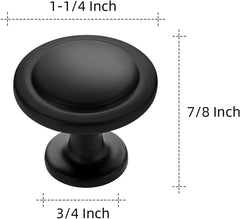 10 Pack 1-1/4 Inch Kitchen Cabinet Knobs Matte Black Zinc Pulls Door Handles Drawers