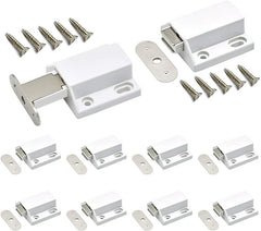 10 Pack Magnetic Push Latch Catch Push to Open Latch Pressure Touch Release Cabinet Catch for Doors Drawers Release
