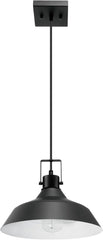 1-Light Indoor/Outdoor Pendant Light, Matte Black Finish, Textured Socket Detail, Adjustable Hanging Height, E26 Base