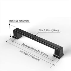10 Pack Matte Black 5 Inch(128mm) Hole Centers Kitchen Cabinet Pulls Cabinet Hardware Kitchen Handles for Cabinets