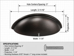 10 Pack 783ORB Oil Rubbed Bronze Bin Cup Drawer Pulls - Durable Zinc Hardware for Kitchens, Bathrooms, Bedrooms