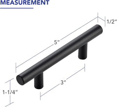 10 Pack Cabinet Handles with 3 Inch (76mm) Hole Center Matte Black Cabinet Pulls Stainless Steel Drawer Pulls, Kitchen
