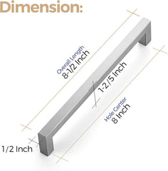 10 Pack 8 Inch Kitchen Square Cabinet Handles Satin Nickel Pulls Brushed Nickel Kitchen Cabinet Hardware Handles Drawer