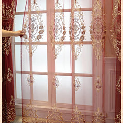 1 Pair European Jacquard Sheer Curtains for Living Room Bedroom Luxury Embroidered Tulle Curtains