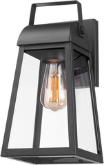1-Light Outdoor Wall Sconce, Matte Black, Clear Glass Shade, Porch Light, Wall Lights for Living Room, Patio Decor, Apartment Essentials, Outside House Lights