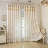 1 Pair European Luxury Embroidered Sheer Curtains with Lace Valance - Elegant Decorative Tulle Curtains Home Interior