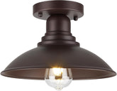 10.5" Oil Rubbed Bronze Semi Flush Mount Ceiling Light, Rust-Resistant Powder Coated Metal Barn Fixture for Kitchen