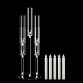 1 Set 5 Arm Acrylic Candle Holder with Candles, Mjkeomo 27'' Tall Table Candelabra, Complete Centerpiece Set for Fireplace Mantel, Wedding, Housewarming Gift
