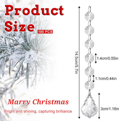 100 Pcs Clear Acrylic Crystal Ornament Beads Hanging Glass Crystals Clear Acrylic Prisms Pendant Ornaments for