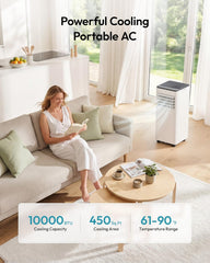 10,000 BTU Portable Air Conditioners, 4-in-1 Portable AC Unit Cools Up to 450 Sq.Ft