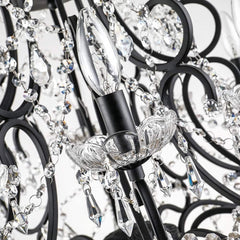 10 Lights Crystal Chandelier, Modern Candle Pendant Light, K9 Raindrop Hanging Lighting Fixture, Adjustable Chain for Living Room, Bedroom, Dining Room, Kitchen Island, Black