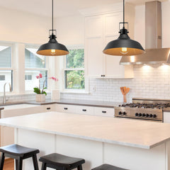 1-Light Indoor/Outdoor Pendant Light, Matte Black Finish, Textured Socket Detail, Adjustable Hanging Height, E26 Base