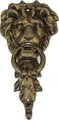 10 Inch High Bronze Finish Cast Iron Lion Head Vintage Style Door Knocker - Easy to Install