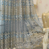 1 Pair European Jacquard Sheer Curtains Embroidered Tulle Curtains Living Room Bedroom Luxury Translucent Window