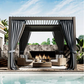 10'x10' Metal Pergola, Outdoor Patio Pergola with Hardtop Roof,Aluminum Pergolas with Curtains,Waterproof Gazebo,Gray