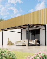 10 ft x 12 ft Lean to Gazebo, Hardtop Wall Pergola with Polycarbonate Roof