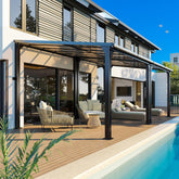 10 * 20FT Pergola,4 * 7 Inch Thickened Pillars & Enlarged Base,Outdoor Hardtop Lean to Gazebo,Wall Mounted
