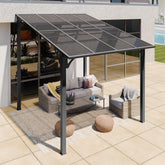 10'x 8' Gazebo on Clearance,Hard Top Lean to Gazebo Pergola with UV Protection Roof,Large Wall-Mounted Heavy Duty