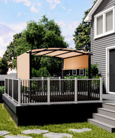 10 x 10 ft Outdoor Arched Pergola, Metal Pergola with Retractable Canopy, Arched Style Gazebos for Backyard