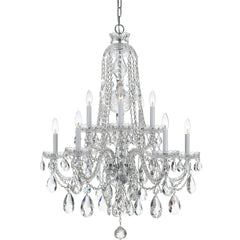 10 Light Polished Chrome Crystal Chandelier Draped In Clear Spectra Crystal - C193-1110-CH-CL-SAQ
