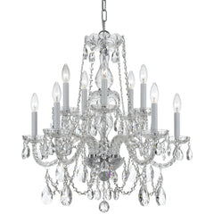 10 Light Polished Brass Crystal Chandelier Draped In Clear Hand Cut Crystal - C193-1130-CH-CL-MWP