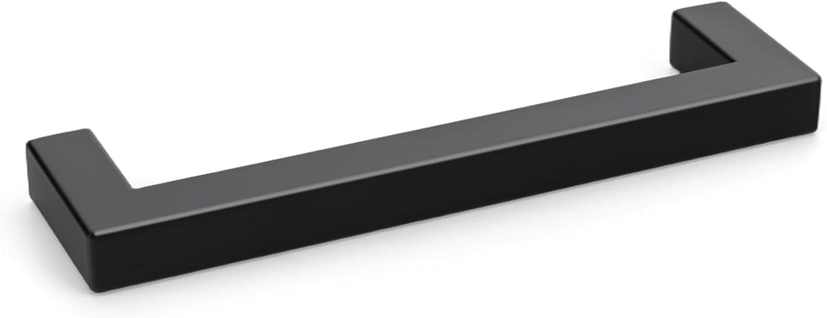 10 Pack 5 Inch Black Cabinet Handles Kitchen - Matte Black Drawer Pulls Stainless Steel - 128mm Cabinet Hardware Square