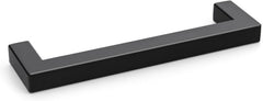 10 Pack 5 Inch Black Cabinet Handles Kitchen - Matte Black Drawer Pulls Stainless Steel - 128mm Cabinet Hardware Square