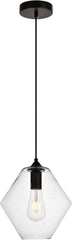 10" Pendant Light, Iron and Glass, Black