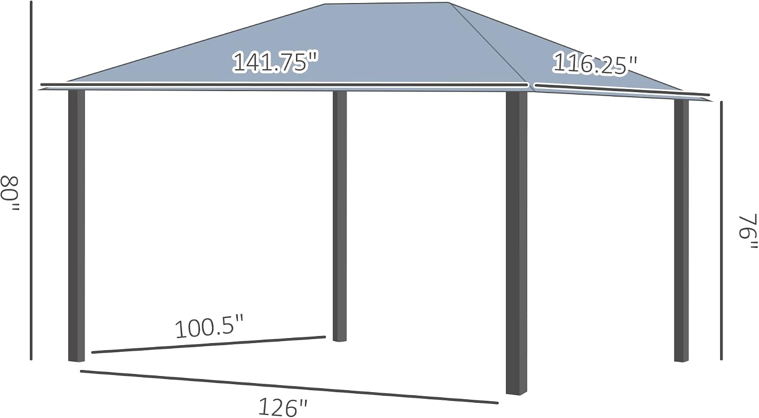 10' x 12' Hardtop Gazebo Canopy with Polycarbonate Roof, Aluminum Frame
