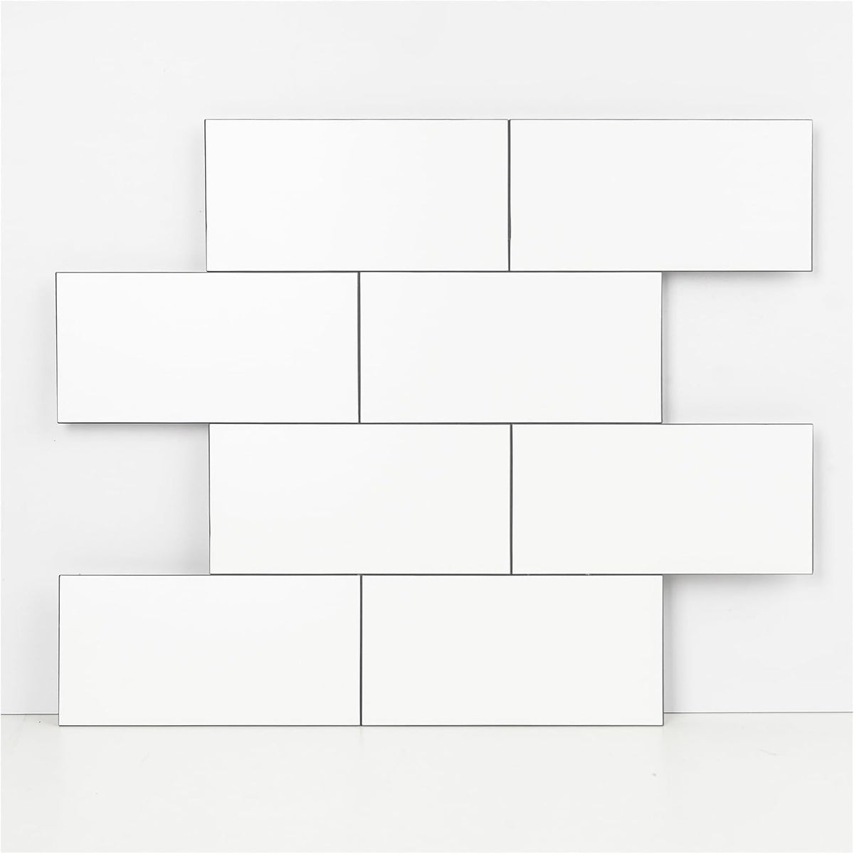 10- Sheet Polished White Peel and Stick Backsplash, 12''Luxury PVC Ceramic Look Self Stick Subway , Waterproof Peel