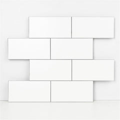 10- Sheet Polished White Peel and Stick Backsplash, 12''Luxury PVC Ceramic Look Self Stick Subway , Waterproof Peel