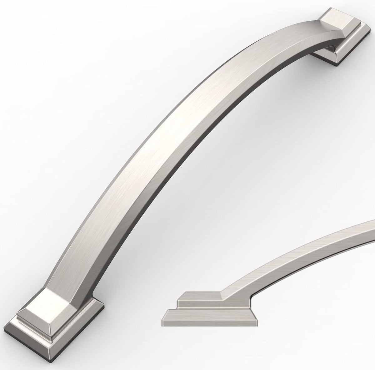 10 Pack Brushed Satin Nickel Cabinet Pulls 5 Inch(128mm) Hole Centers, Handles Hardware, Arch Cabinet Handles Drawer