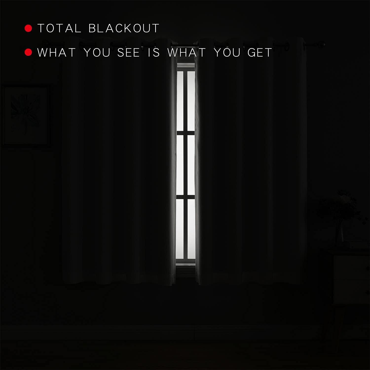 100% Blackout Curtains for Bedroom Living Room White Room Darkening Window Grommet Thermal Lined
