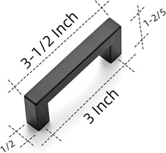 10 Pack 3 Inch Square Cabinet Handles - Matte Black Drawer Pulls, Kitchen Cabinet Hardware