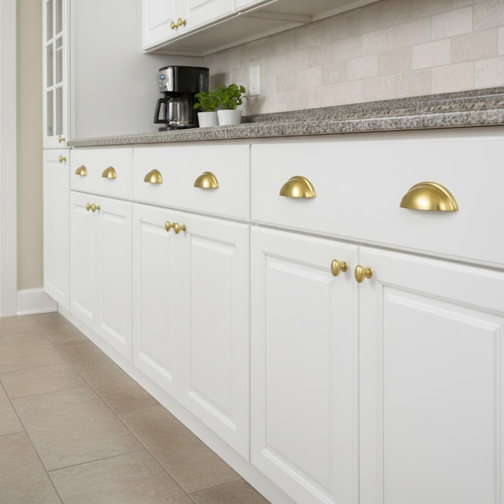 10 Pack 3 Inch Brushed Gold Cup Drawer Pulls Gold Cabinet Handles Gold Cabinet Pulls Cabinets 1886 Drawers Bedroom