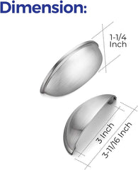 10 Pack 3 inch Drawer Pulls Brushed Nickel Cabinet Cup Pulls Kitchen Hardware Cabinet Handles Drawer Handles Knobs