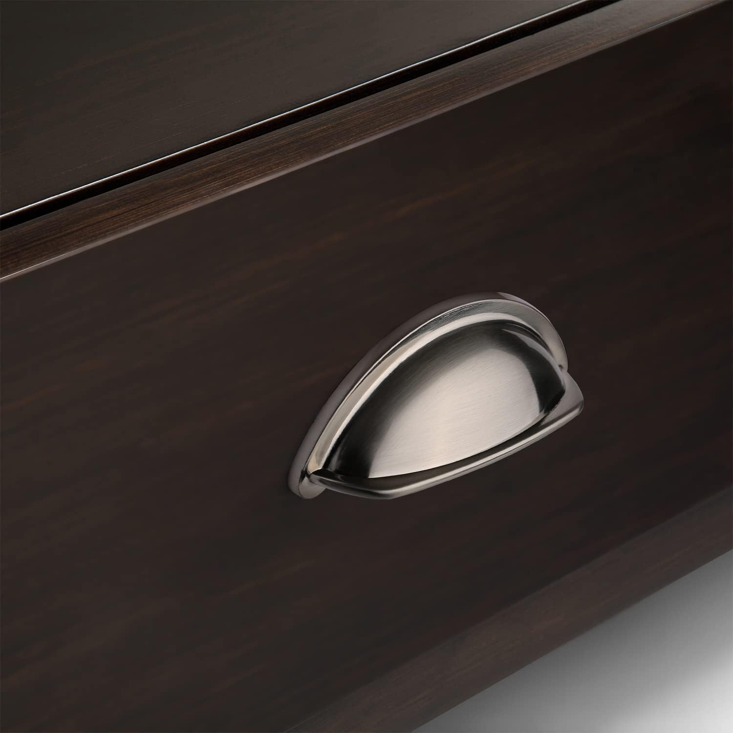 10 Pack Brushed Satin Nickel Cabinet Cup Pulls, 3 Inch(76mm) Hole Centers Cabinet Handles Hardware Bin Cup Metal Drawer