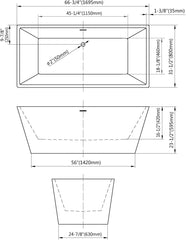 072 66" Luxury Contemorary High Grade Acrylic FREE STANDING Bathtub Modern Red