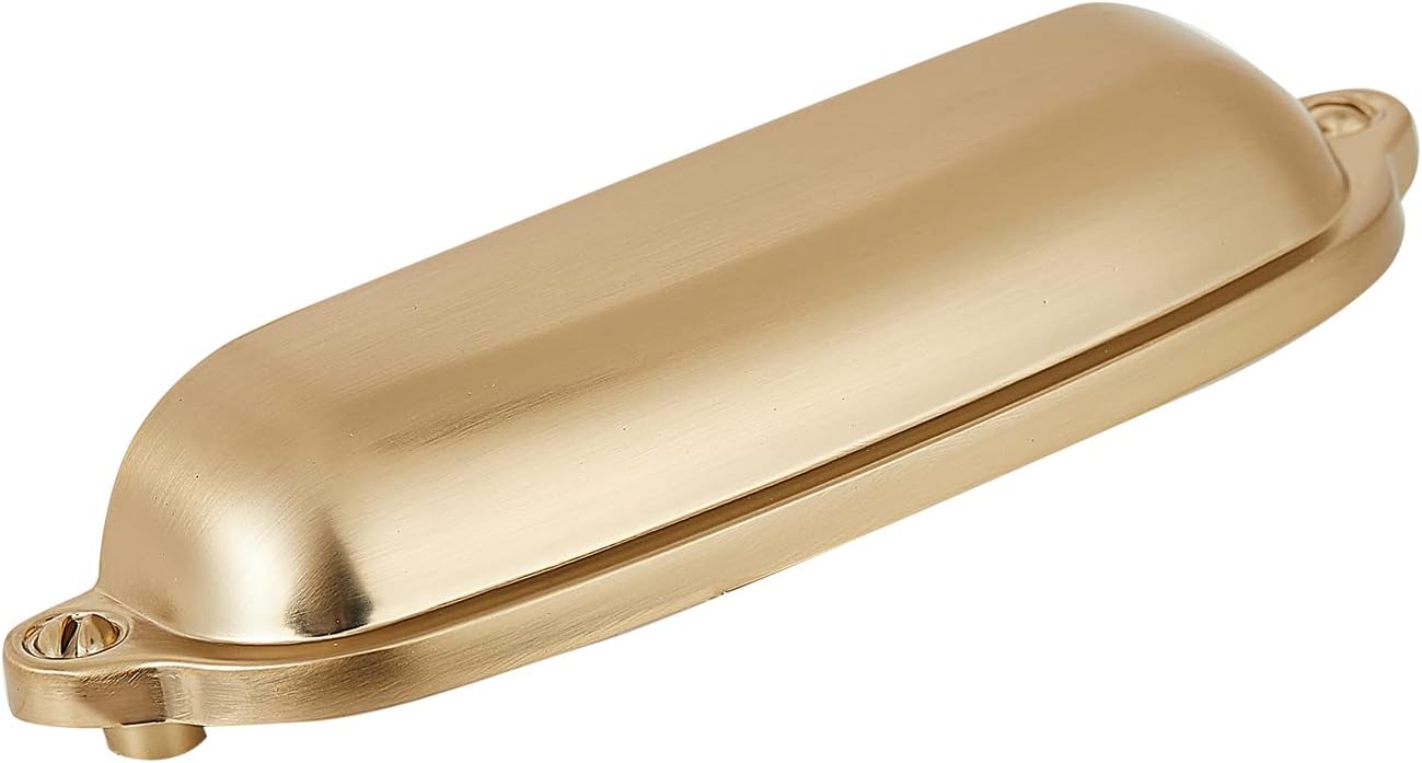 10 Pack Bin Cup Handle Pulls,Vintage Drawer Pulls,Cabinet Hardware,Shell Handle,3.78 Inch Champagne Gold