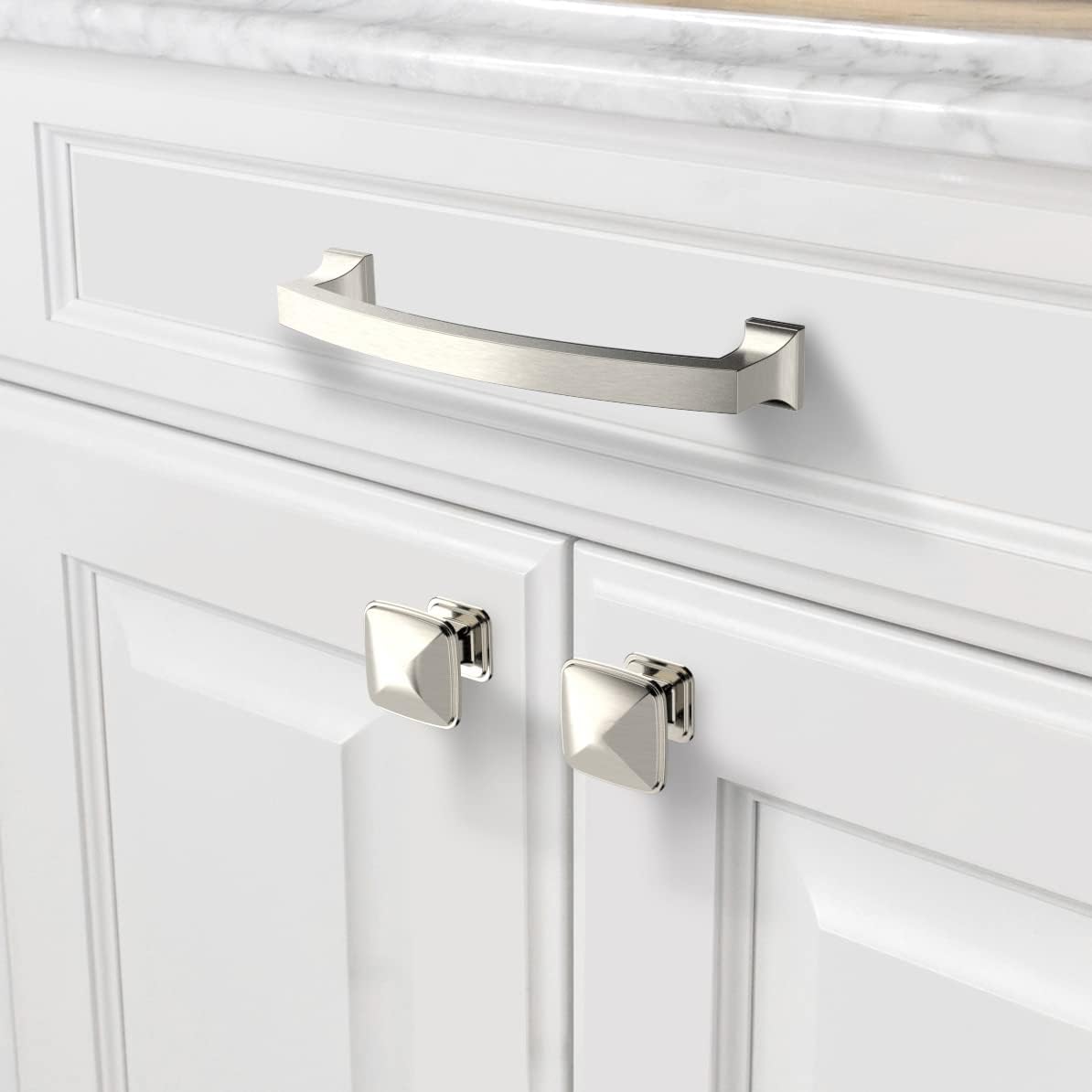 10 Pack 5 Inch(128mm) Hole Centers Kitchen Cabinet Handles, Brushed Satin Nickel Cabinet Pulls Kitchen Cabinet Hardware