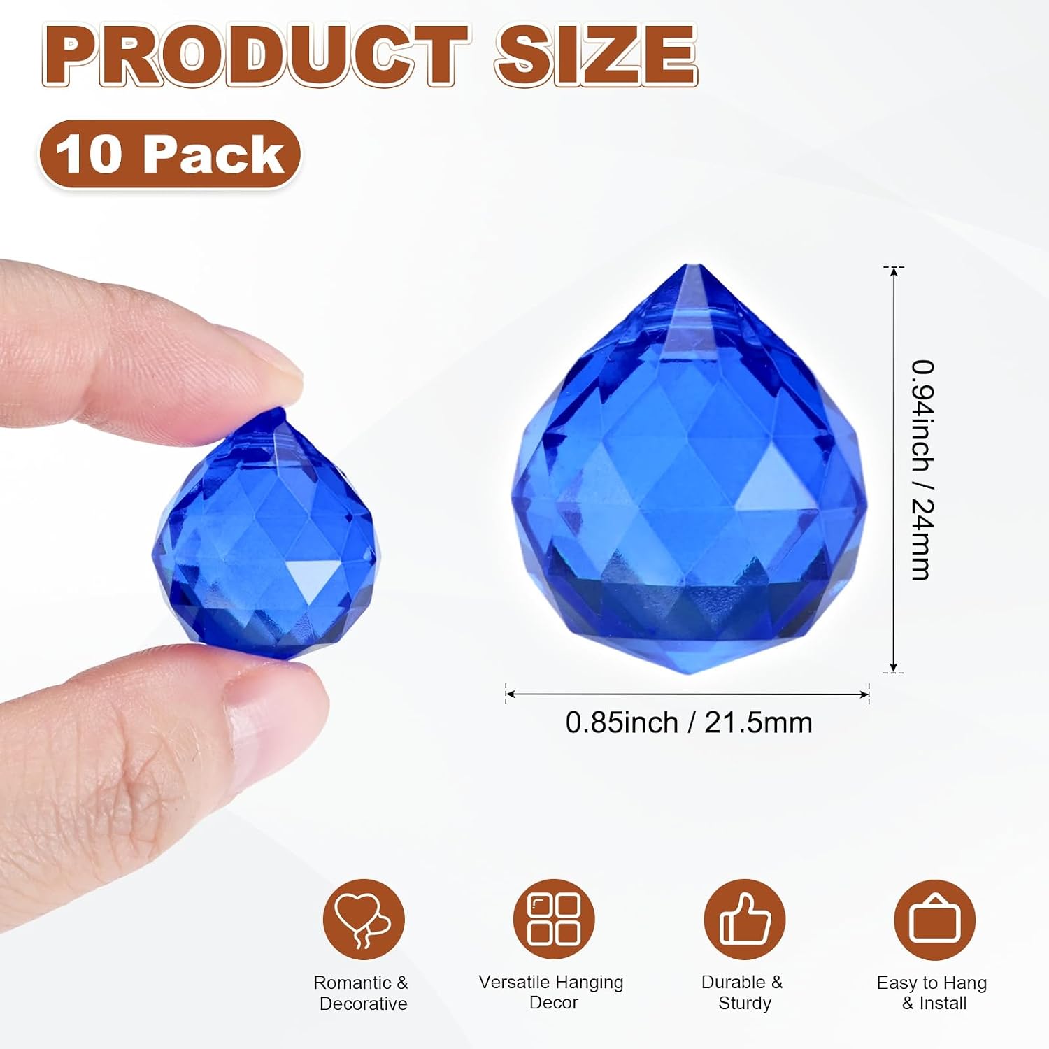 10-Pack Crystal Ball Prisms, 24mm/0.94 Inch Chandelier Pendant Maker Hanging Crystals Chandelier Prisms for