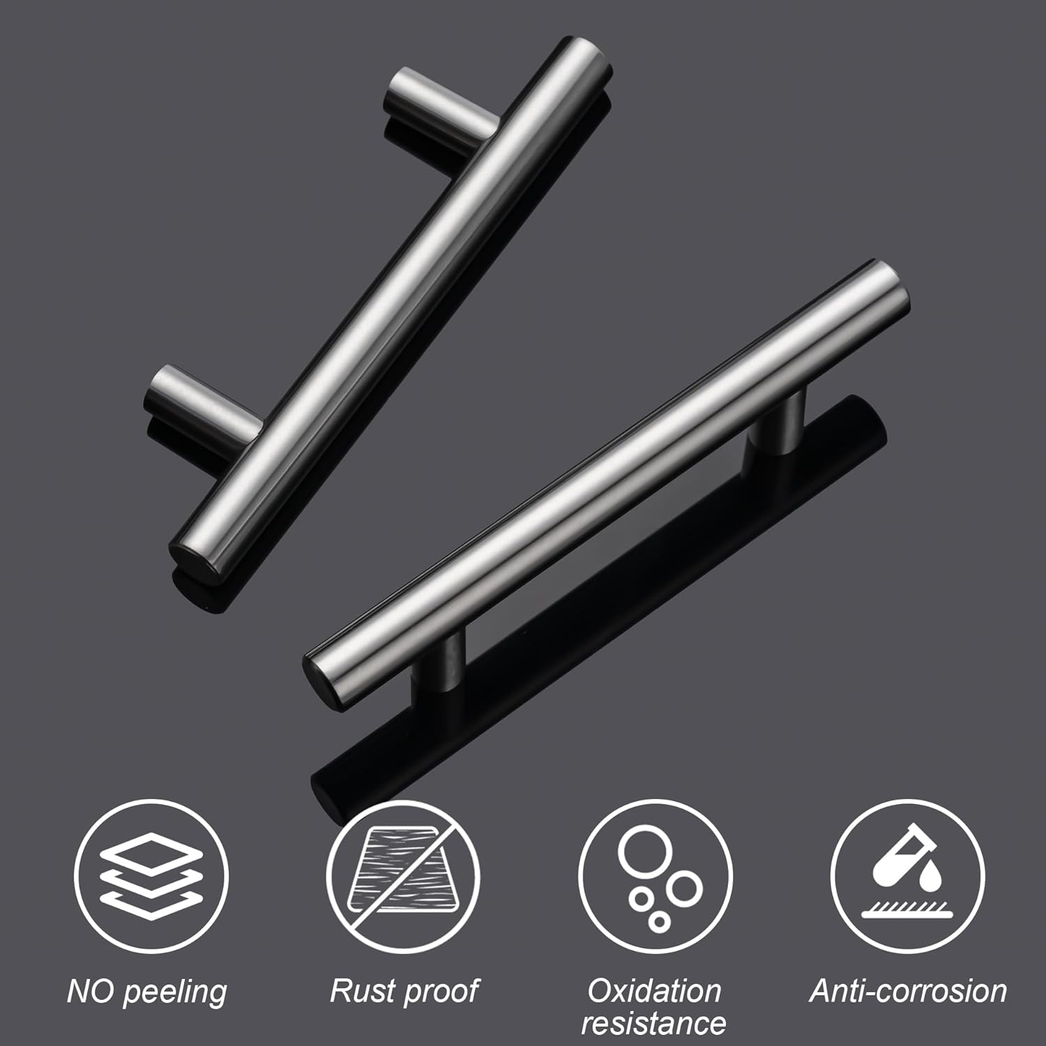 10 Pack Cabinet Pulls Brushed Nickel Stainless Cabinet Handles, and Bathroom Cabinets, 5 Inch Length, 3 Inch Hole Center