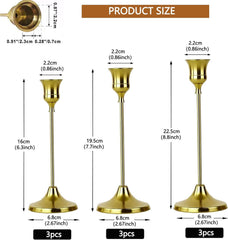 10 Sets Candle Holder Brass Gold Candlestick Holders -Vintage Modern Metal Taper Candle Holders, Decorative
