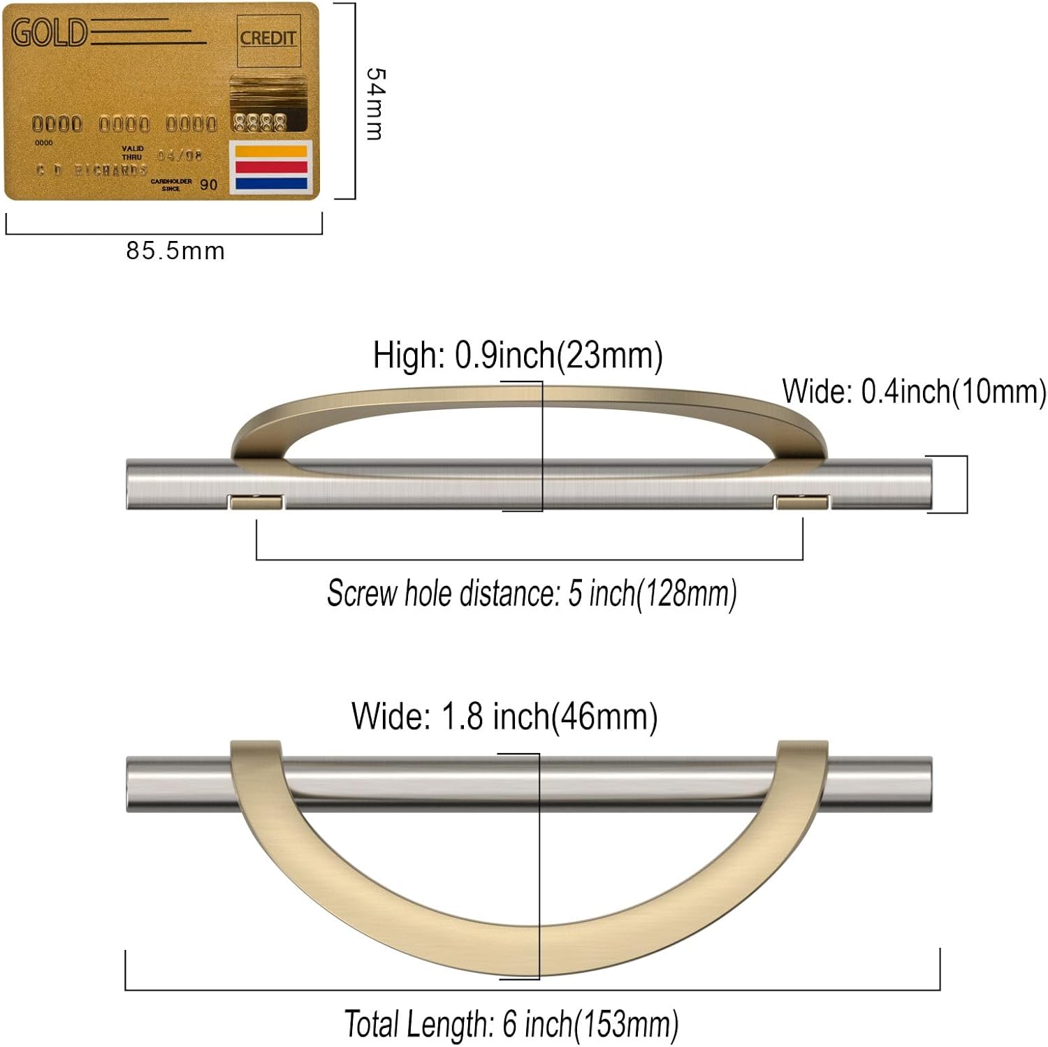 10 Pack Brushed Satin Nickel and Gold Cabinet Pulls 5 Inch(128MM) Hole Centers Kitchen Cabinet Handles Cabinet Hardware