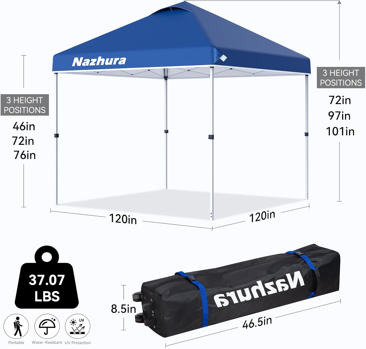 10' x 10' Pop Up Canopy Tent with Sand Weight Bag, Freestanding Sun Shelter for Picnic and Camping
