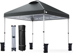 10' x 10' Pop Up Canopy Tent with Sand Weight Bag, Awing Freestanding Sun Shelter for Picnic and Camping - Gray
