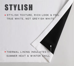 100% Blackout Curtains for Bedroom Living Room White Room Darkening Window Grommet Thermal Lined