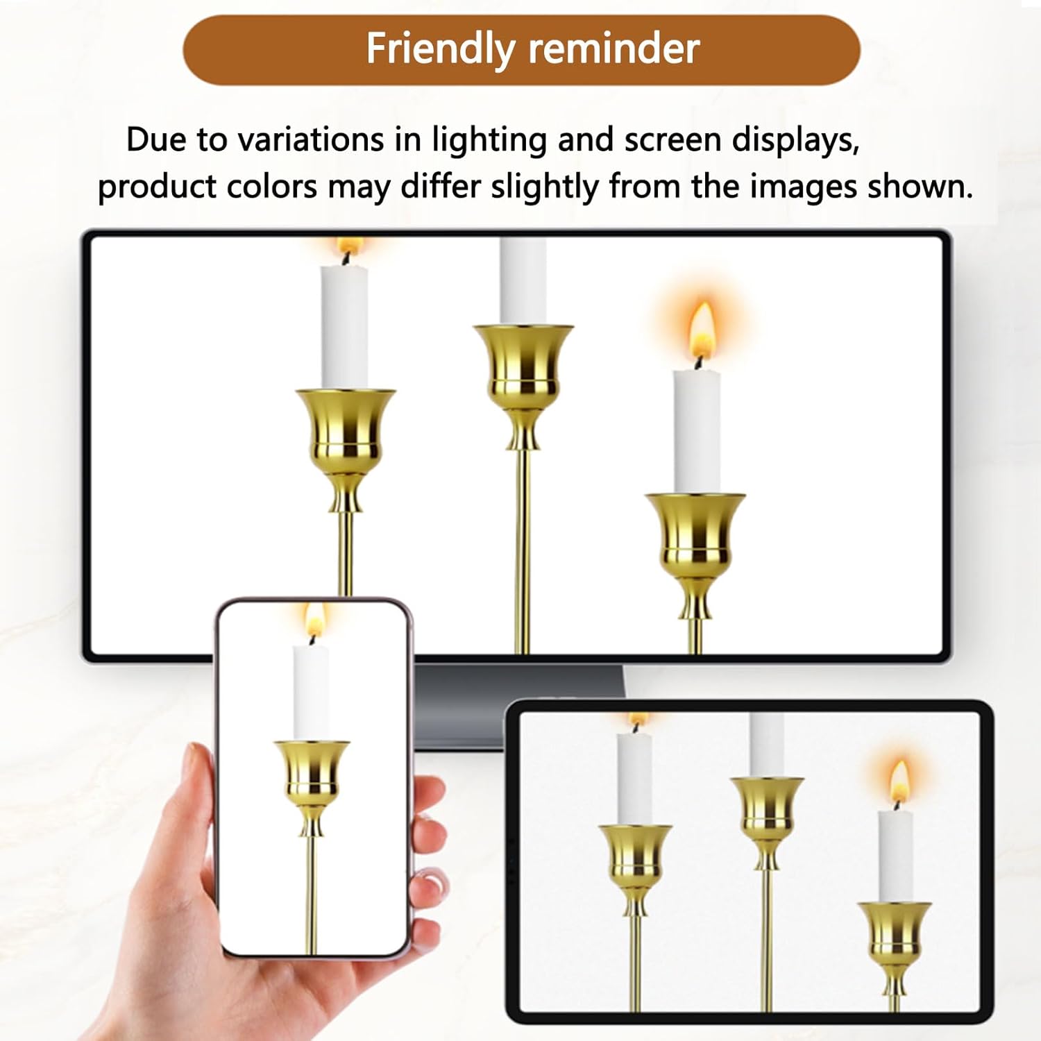 10 Sets Candle Holder Brass Gold Candlestick Holders -Vintage Modern Metal Taper Candle Holders, Decorative